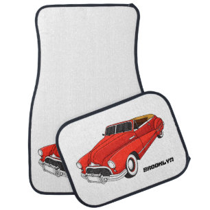 Classic red 1948 automobile car floor mat