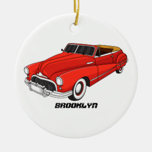 Classic red 1948 automobile ceramic ornament