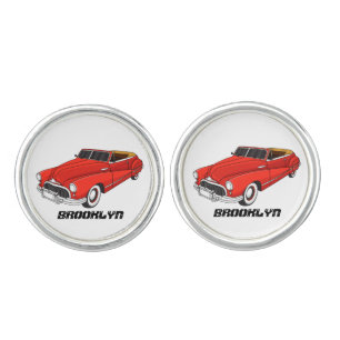 Classic red 1948 automobile cufflinks