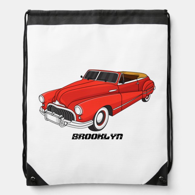 Classic red 1948 automobile drawstring bag (Front)