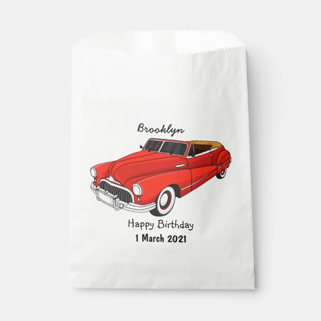 Classic red 1948 automobile favor bag (Front)