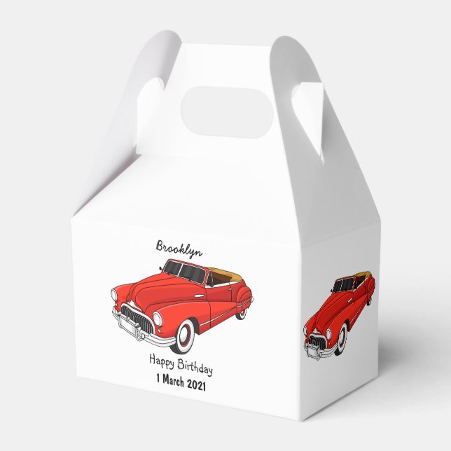 Classic red 1948 automobile favor boxes (Front Side)