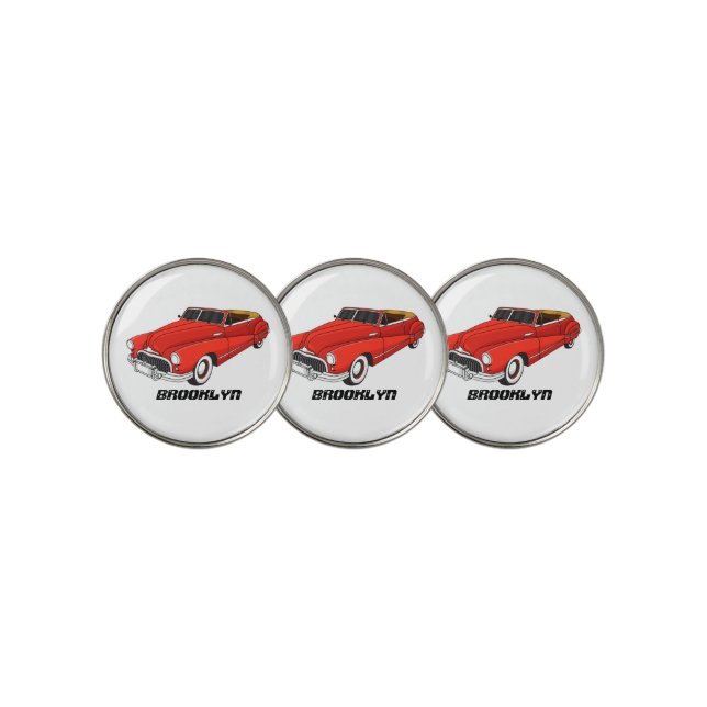 Classic red 1948 automobile  golf ball marker (3 Up)