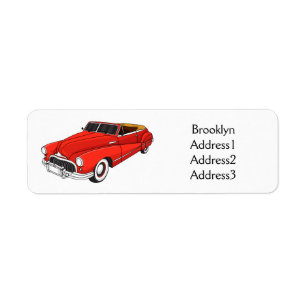 Classic red 1948 automobile label