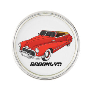 Classic red 1948 automobile lapel pin