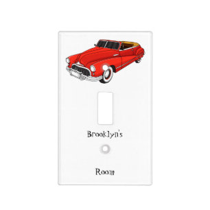 Classic red 1948 automobile light switch cover