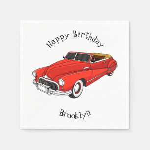 Classic red 1948 automobile napkins