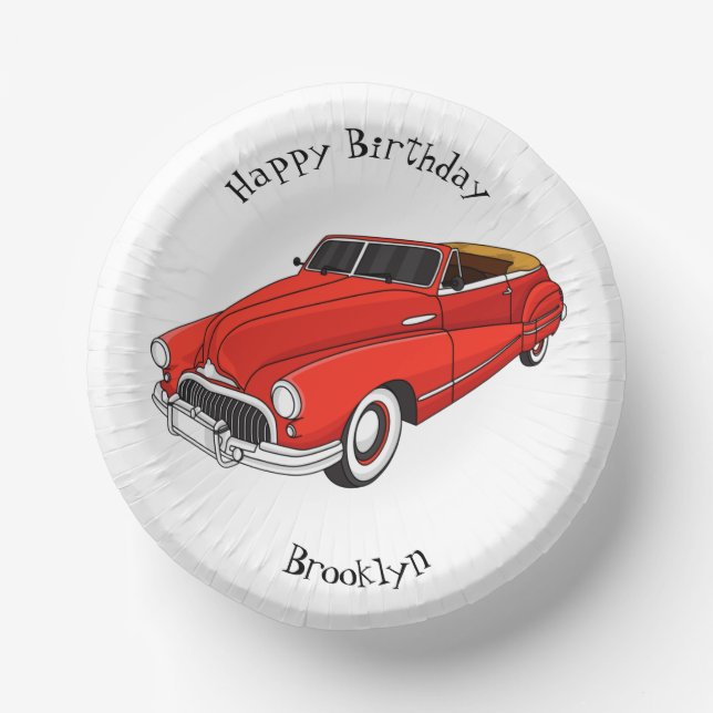 Classic red 1948 automobile paper bowls (Front)