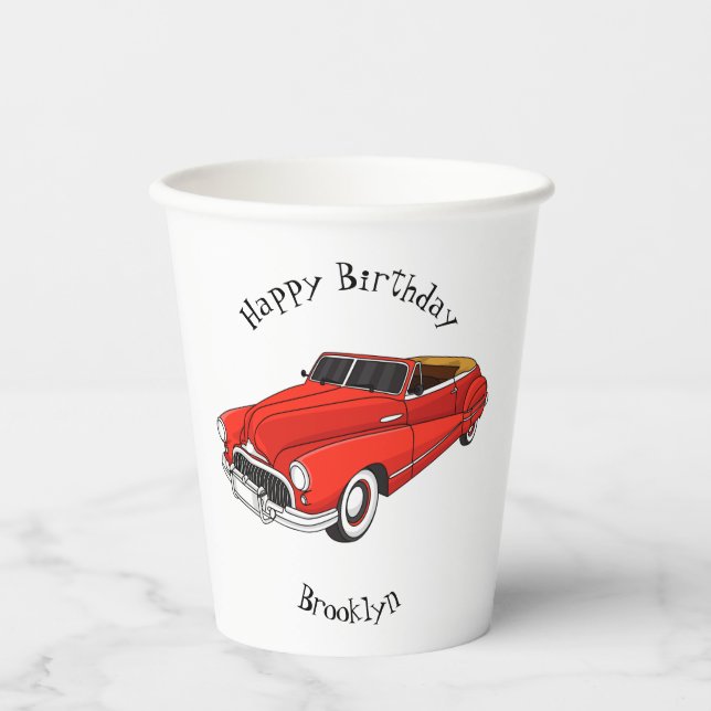 Classic red 1948 automobile paper cups (Front)