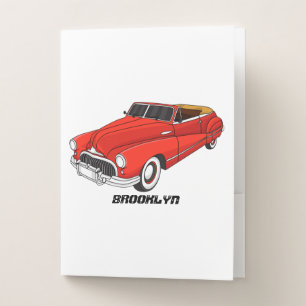 Classic red 1948 automobile pocket folder