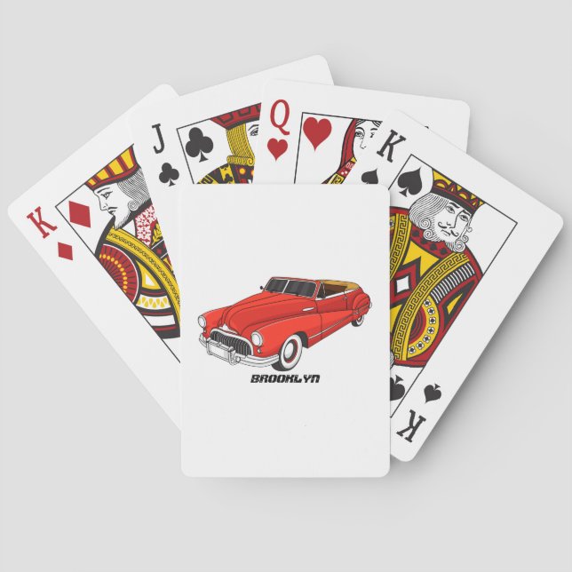 Classic red 1948 automobile poker cards (Back)