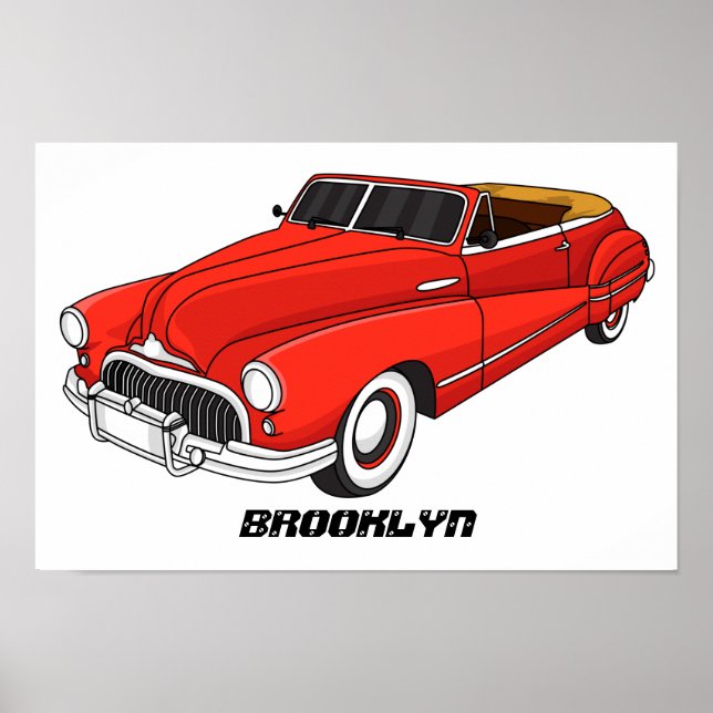Classic red 1948 automobile  poster (Front)