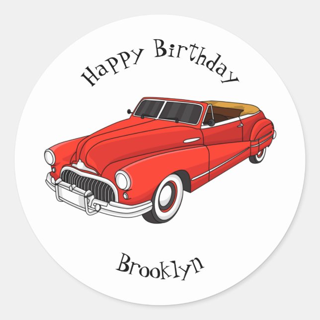 Classic red 1948 automobile round sticker (Front)