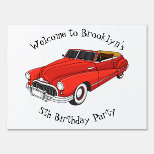 Classic red 1948 automobile sign