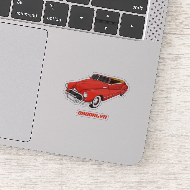 Classic red 1948 automobile  sticker (Detail)