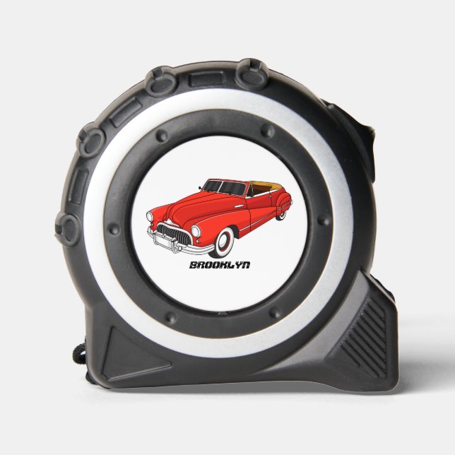 Classic red 1948 automobile tape measure (Front)