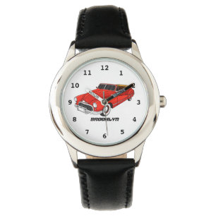 Classic red 1948 automobile watch