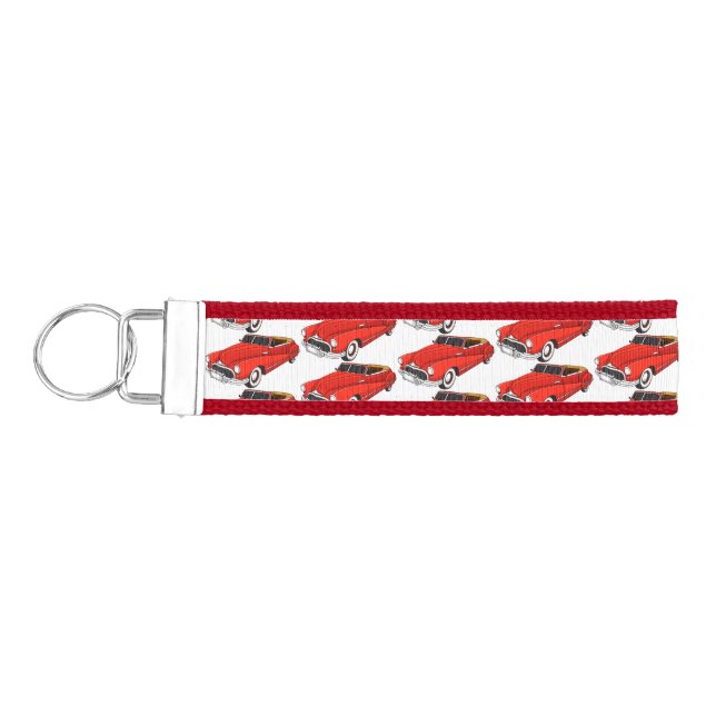 Classic red 1948 automobile wrist keychain (Keys on Left)