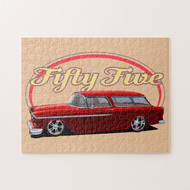 Classic Red 1955 Car Jigsaw Puzzle (Horizontal)