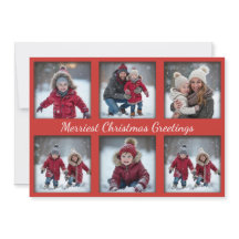 Classic Red 6-Photo Christmas Greetings | Family
