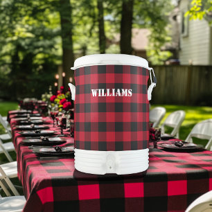 Classic Red and Black Buffalo Plaid Beverage Cooler