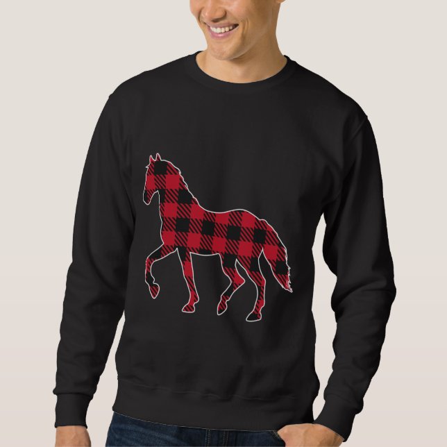 Classic Red And Black Buffalo Plaid Lumberjack Hor Sweatshirt (Front)
