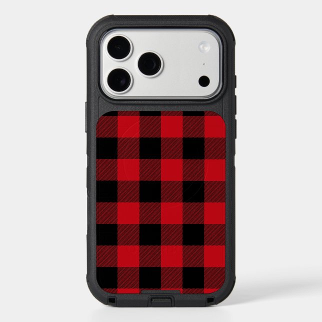 Classic Red and Black Buffalo Plaid Otterbox iPhone Case (Back)