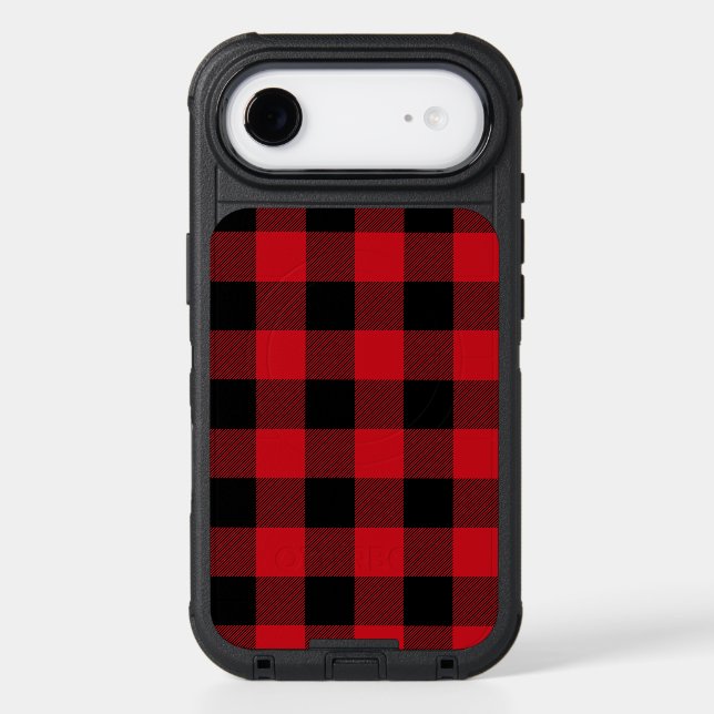 Classic Red and Black Buffalo Plaid Otterbox iPhone Case (Back)