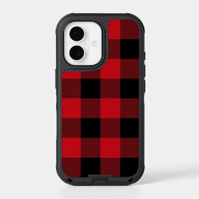 Classic Red and Black Buffalo Plaid Otterbox iPhone Case (Back)