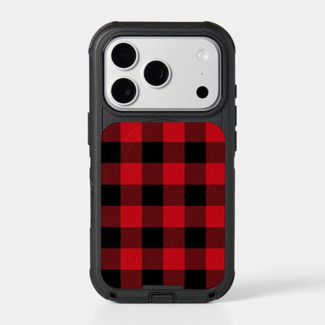 Classic Red and Black Buffalo Plaid Otterbox iPhone Case (Back)