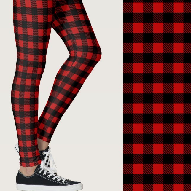Classic red and black buffalo plaid patterned leggings (Creator Uploaded)