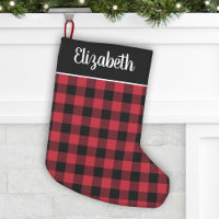 Classic Red and Black Buffalo Plaid Script Name