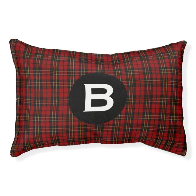Classic Red and Black Clan Brodie Plaid Pet Bed (Front)