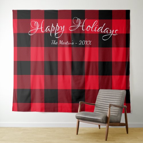 Classic Red and Black Large Buffalo Plaid Holiday Tapestry