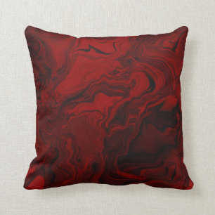 Classic Red and Black Marble Throw Pillow