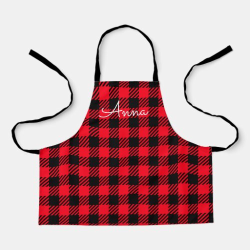 Classic Red and Black Plaid Buffalo Tartan Pattern Apron