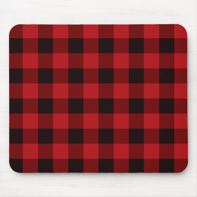 Classic red and black plaid pattern mouse pad (Front)