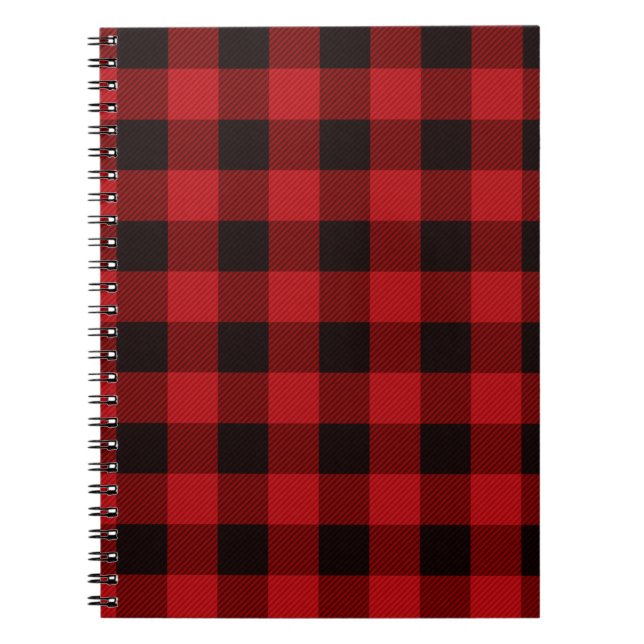 Classic red and black plaid pattern notebook (Front)