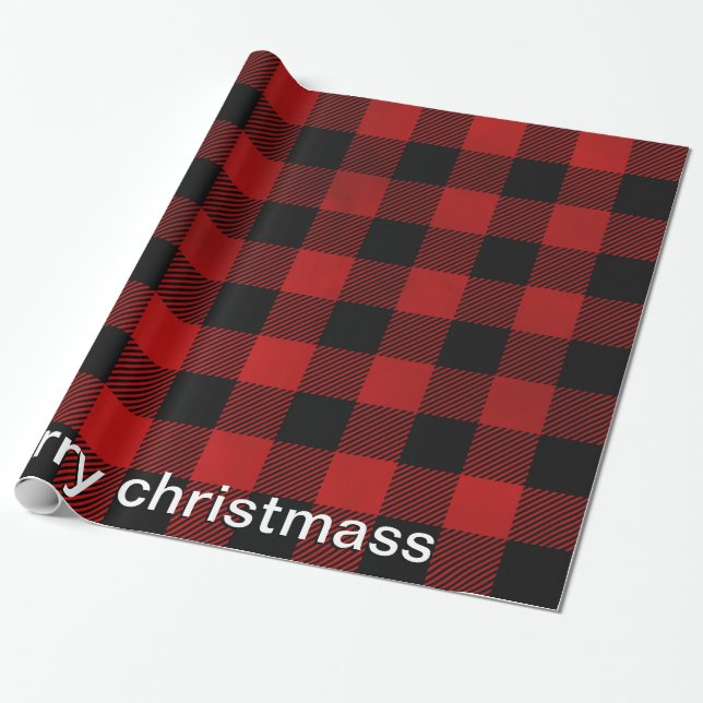 classic red and black plaid pattern wrapping paper (Unrolled)