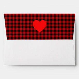Classic red and black plaid with heart detail envelope
