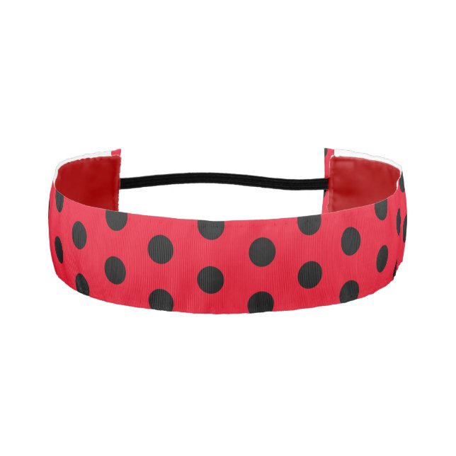 Classic Red and Black Polka Dots Pattern Athletic Headband (Front)