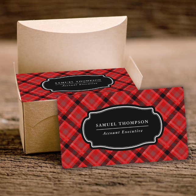 Classic Red and Black Tartan Plaid Pattern Business Card (Creator Uploaded)
