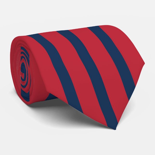 Classic Red and Blue Striped  Tie (Rolled)