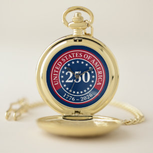 Classic Red and Blue United States of America 250 Pocket Watch