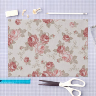 Classic Red and Blush Heritage Rose Decoupage Tissue Paper