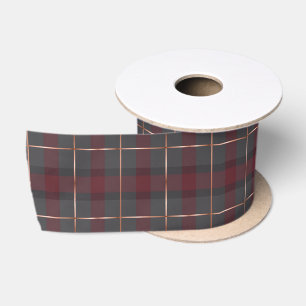 Classic Red and Gray Plaid Tartan Satin Ribbon