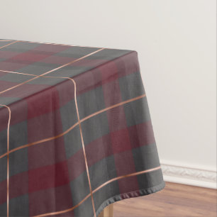 Classic Red and Gray Plaid Tartan Tablecloth