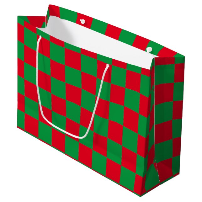 Classic Red and Green checkered pattern  Large Gift Bag (Front Angled)