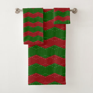 Classic red and green Christmas Bath Towel Set