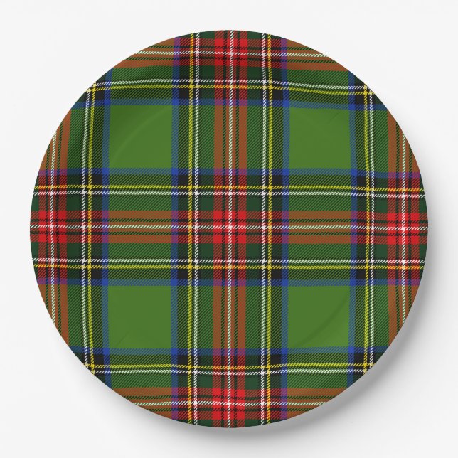 Classic Red and Green Christmas Plaid Paper Plates (Front)